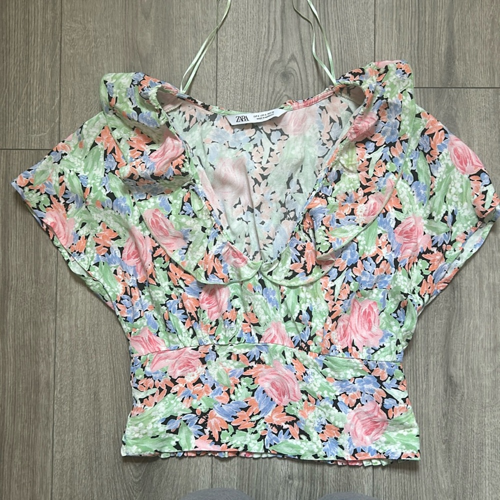 Zara floral crop top small NWOT